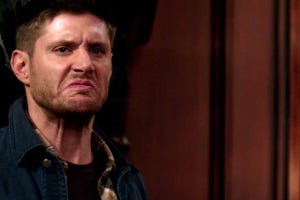Dean's reaction to anyone hurting his little brother. Mine too.