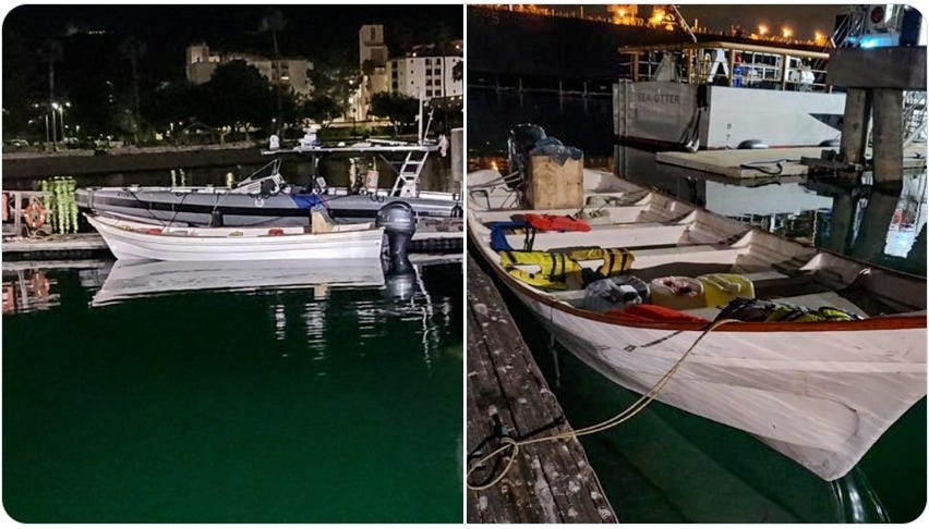 This "panga" with eight illegal aliens aboard was intercepted by CBP Agents off the Southern California Coast on July 27, 2025.