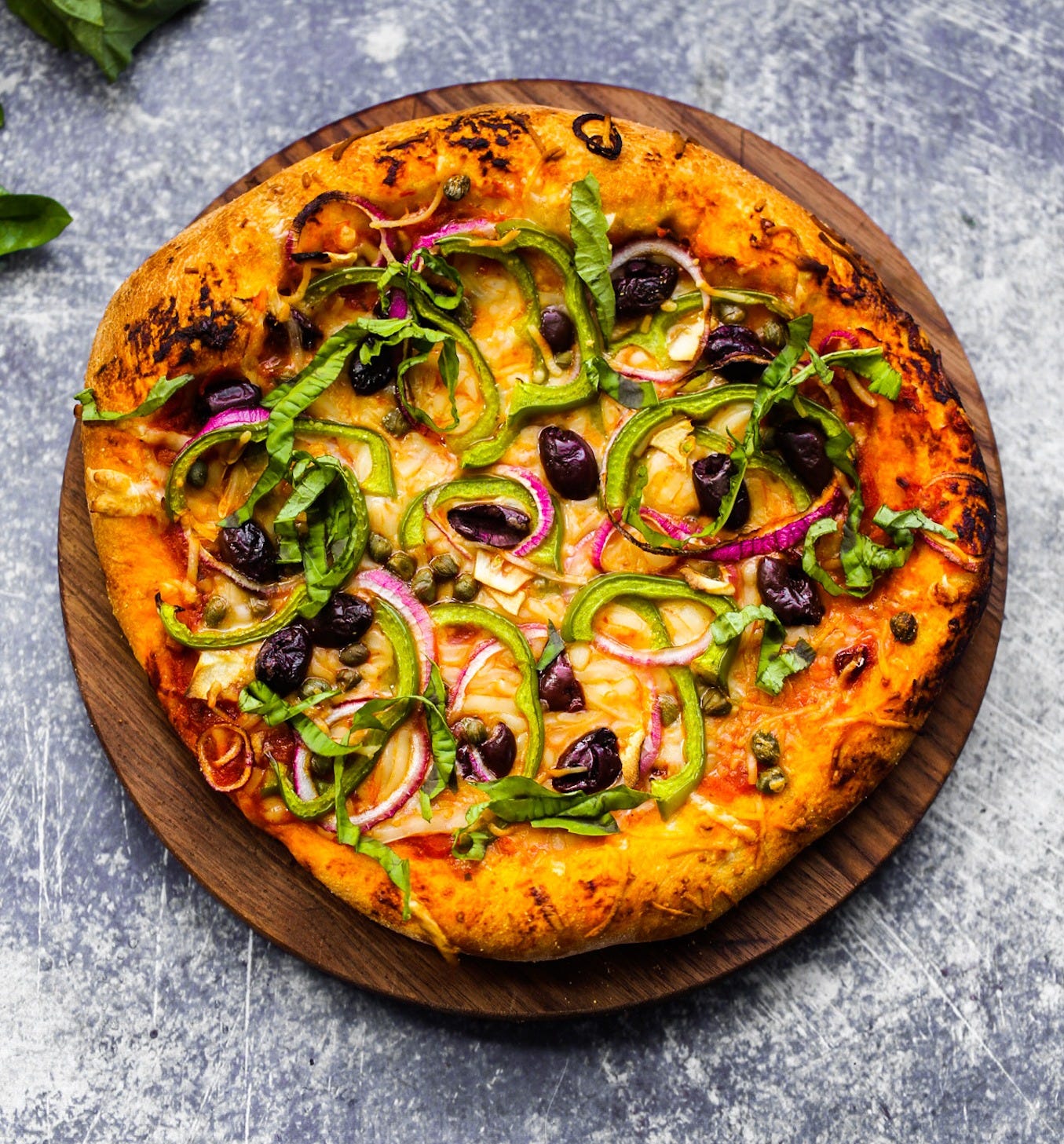 Homemade Vegan Pizza with Cheese and Veggies