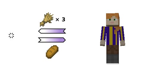 (C) player→void {wheat ×3}. (P) void→player {bread} (C) player→void {wheat ×3}. (P) void→player {bread}