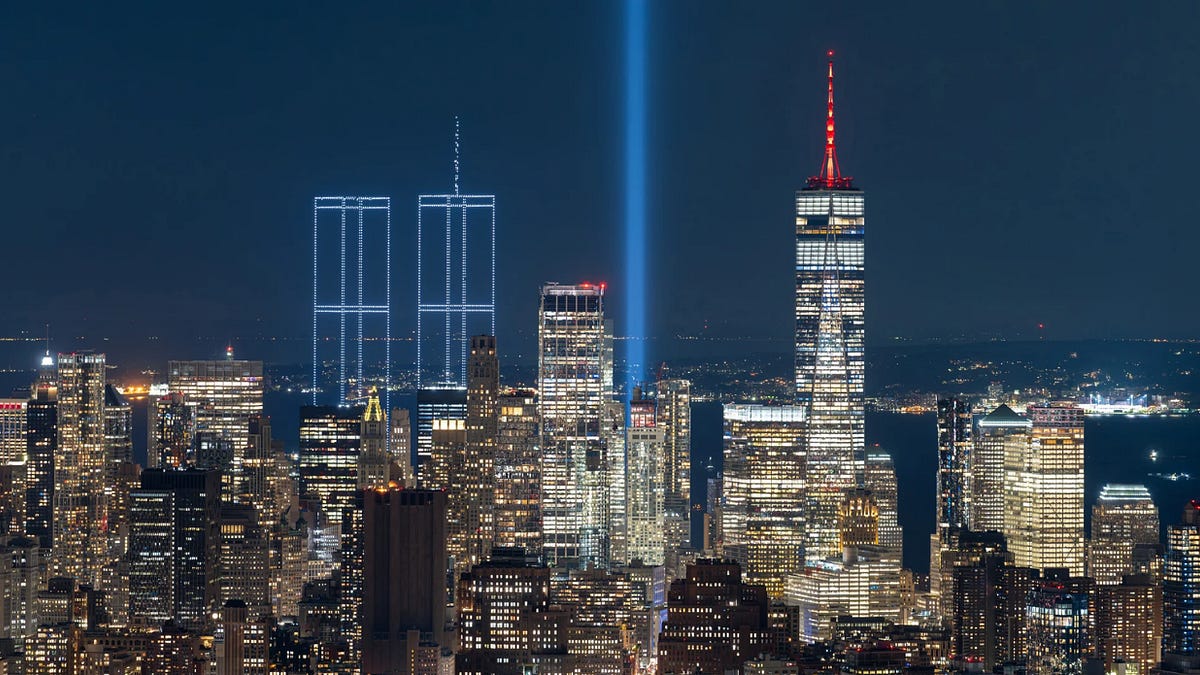 This 9/11 memorial was made from exactly 2,977 drones