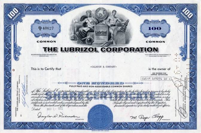 Lubrizol Corporation ( Now owned by Berkshire Hathaway - David Sokol, Scandal ) - Ohio 1971 Lubrizol Corporation ( Now owned by Berkshire Hathaway - David Sokol, Scandal ) - Ohio 1971