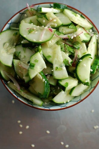 Asian-inspired cucumber salad by Eve Fox, The Garden of Eating blog, copyright 2025. All rights reserved.