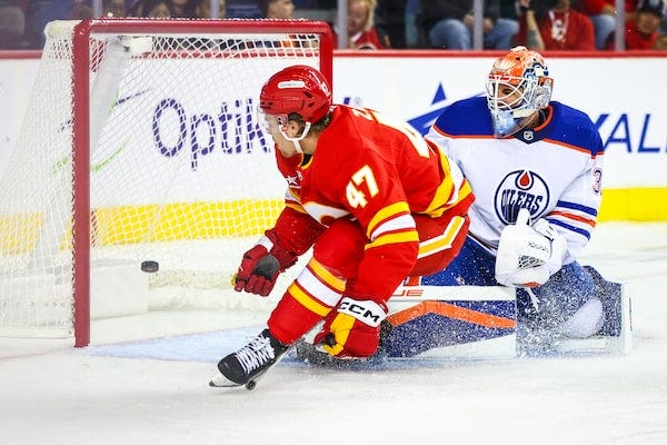 Flames score four in second period to burn Oilers 6-1 in Calgary - The  Globe and Mail