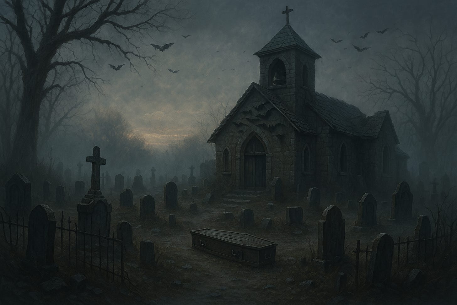 Create an image of the Barovia churchyard