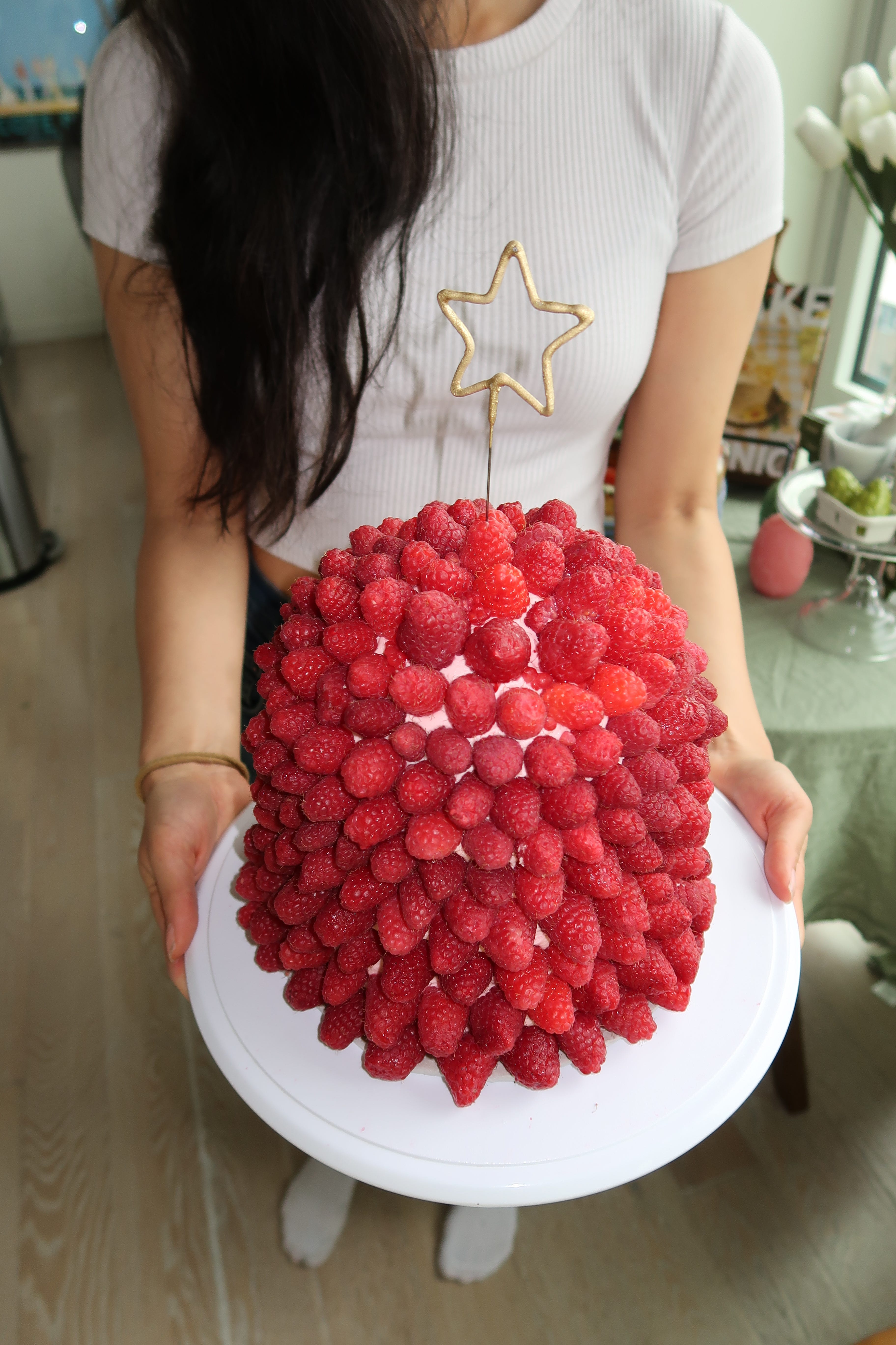 How to make a giant raspberry dome cake - by Erika