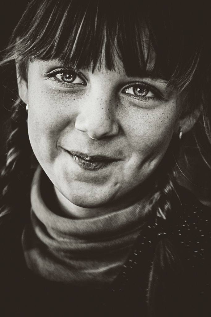 May be a black-and-white image of child and smiling May be a black-and-white image of child and smiling