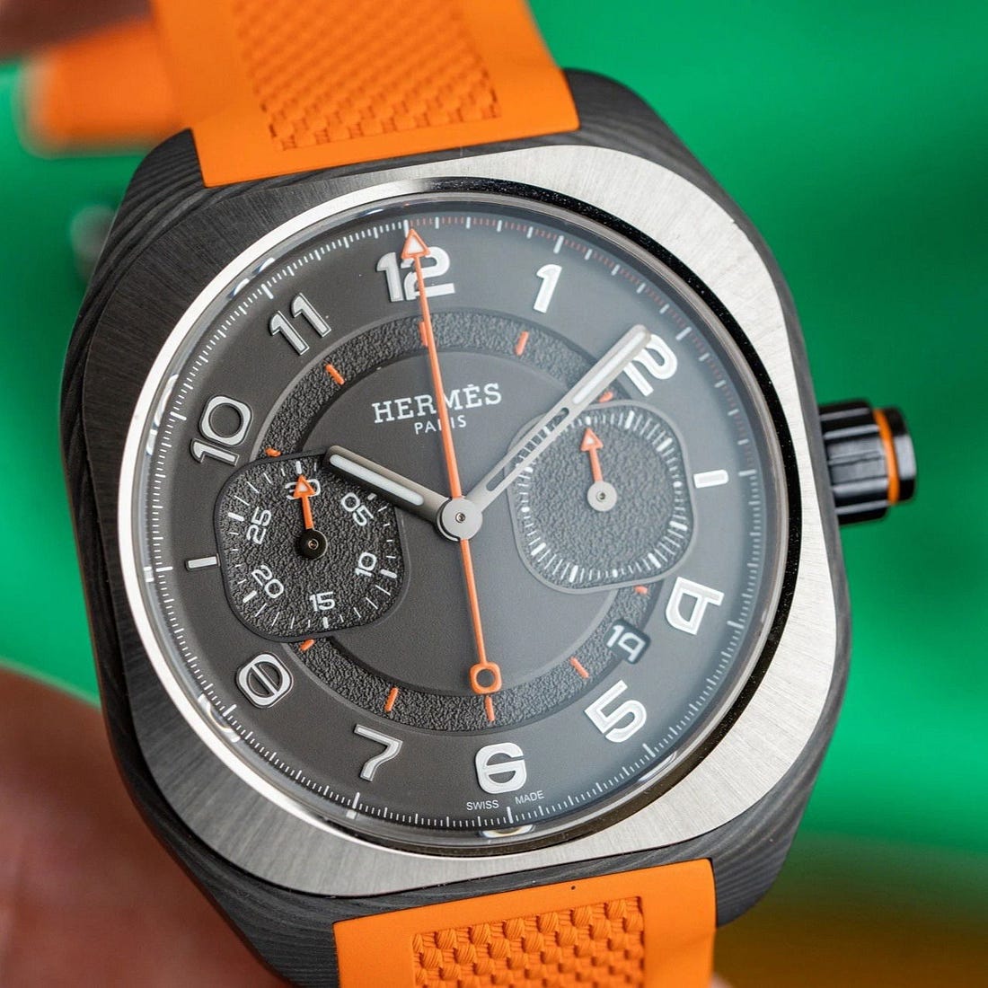 2026 Hermès H08 Chronograph Carbon Fiber and Titanium / Black / Arabic / Strap W403130WW00 Listing Image 1