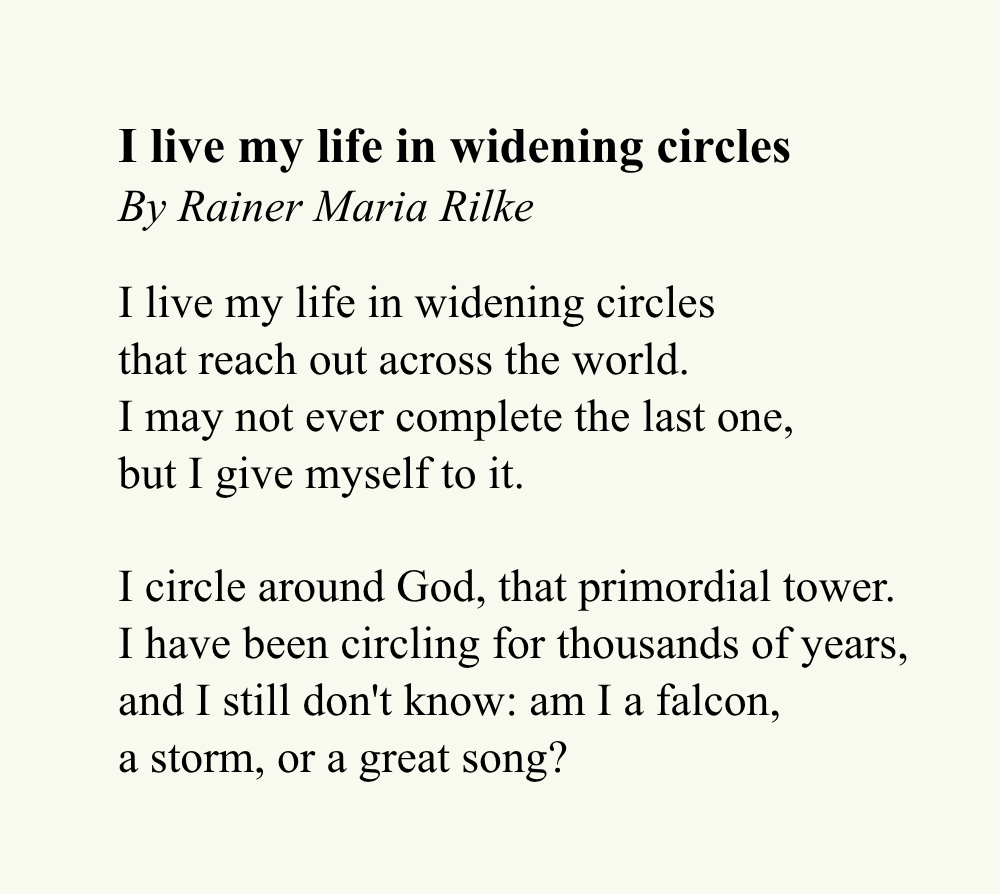 POEM] I live my life in widening circles - Rainer Maria Rilke : r/Poetry