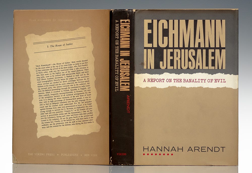 Eichmann in Jerusalem: A Report on the Banality of Evil. - Raptis Rare  Books | Fine Rare and Antiquarian First Edition Books for Sale