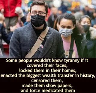 some people wouldn't know tyranny if it covered their faces, locked them in their homes, enacted the biggest wealth transfer in history, censored them, make them show papers, and force medicated them