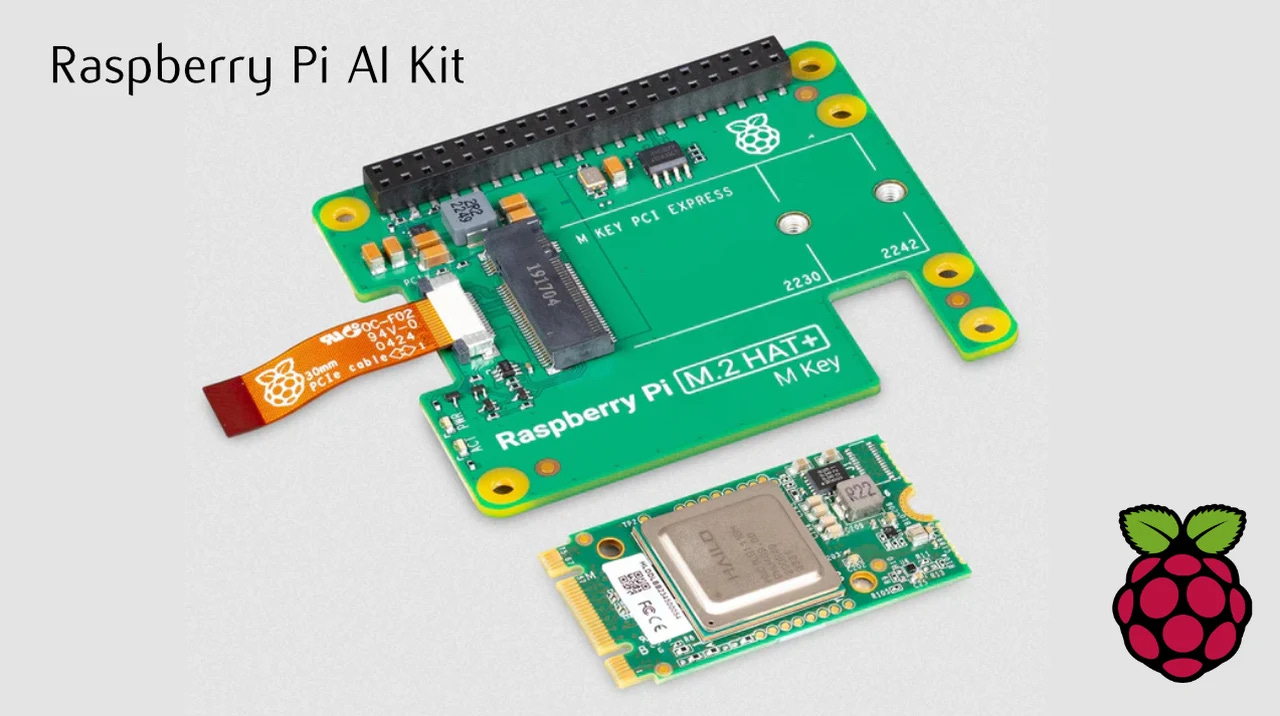 Raspberry Pi AI Kit board and chip 2024