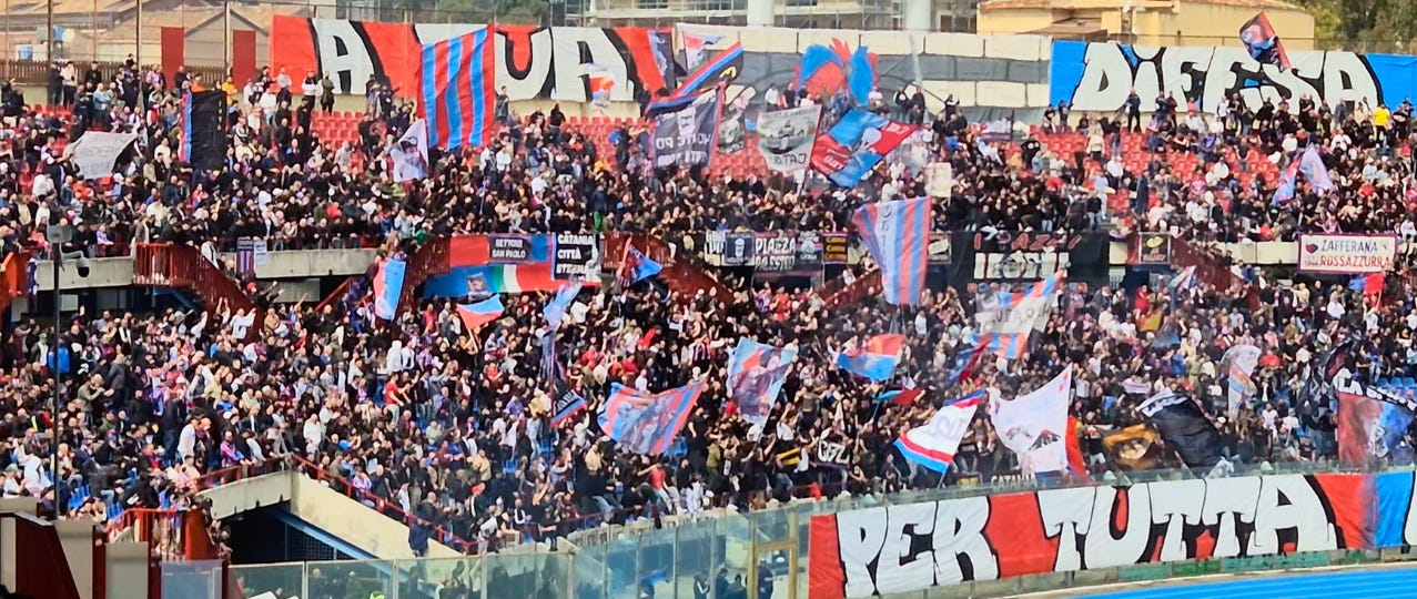 Catania Fans Sing At The Stadio Angelo Massimino Catania Crotone Serie C 2024 25 Catania Fans Sing At The Stadio Angelo Massimino Catania Crotone Serie C 2024 25