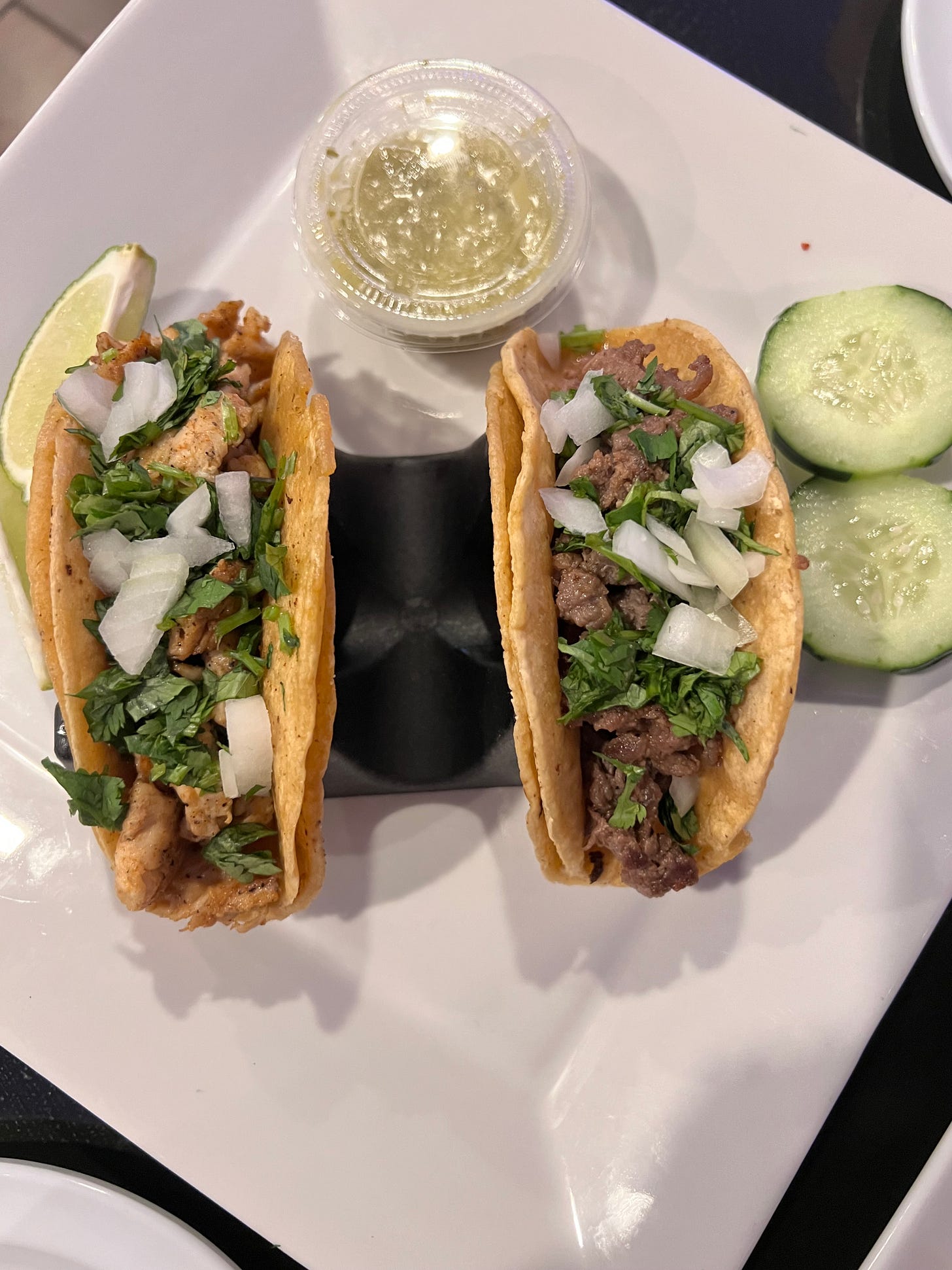 Chicken and carne asada steak tacos
