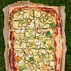 Courgette, feta & basil tart to serve in the kitchen garden with fizz, sunshine & a full heart