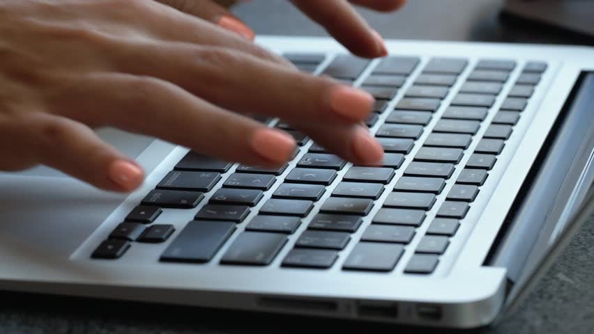 typing on computer