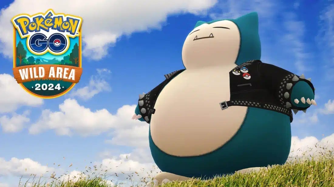 Snorlax wearing a studded jacket is just one of the many Pokémon that will be available during the Pokémon GO Wild Area event this November Snorlax wearing a studded jacket is just one of the many Pokémon that will be available during the Pokémon GO Wild Area event this November