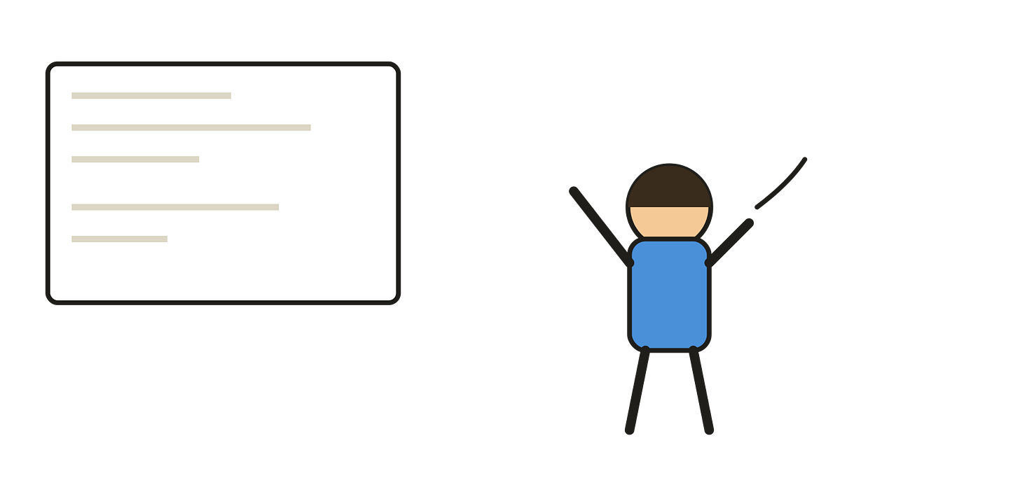 Illustration: guy hunched over a whiteboard covered in a flowchart