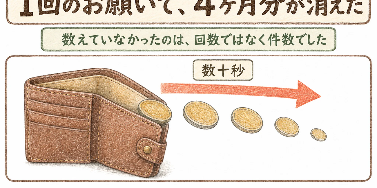 1回のお願いで、4ヶ月分のお金が消えました