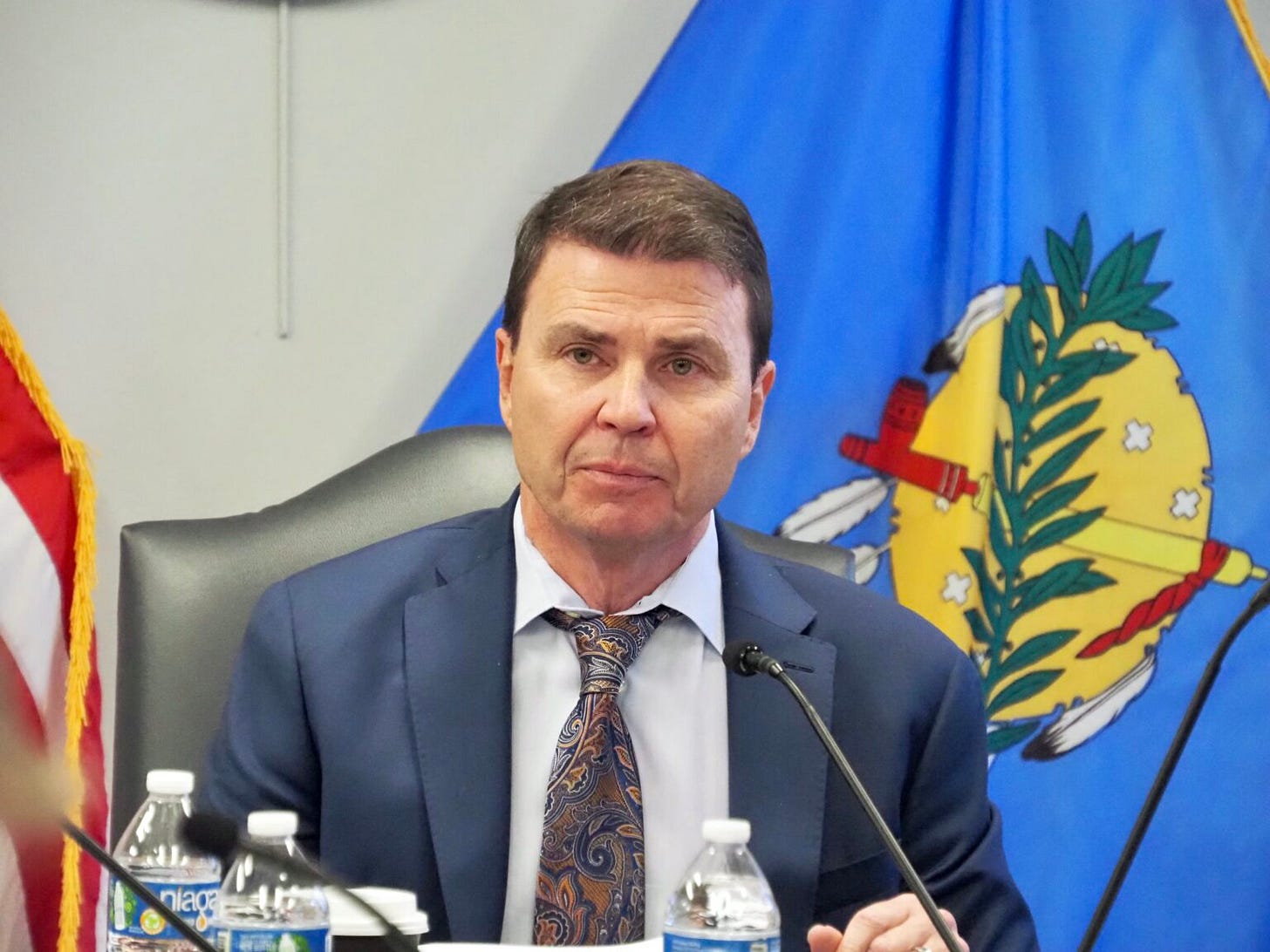  State Superintendent Lindel Fields leads a meeting of the Oklahoma State Board of Education on Thursday in Oklahoma City. (Photo by Nuria Martinez-Keel/Oklahoma Voice)