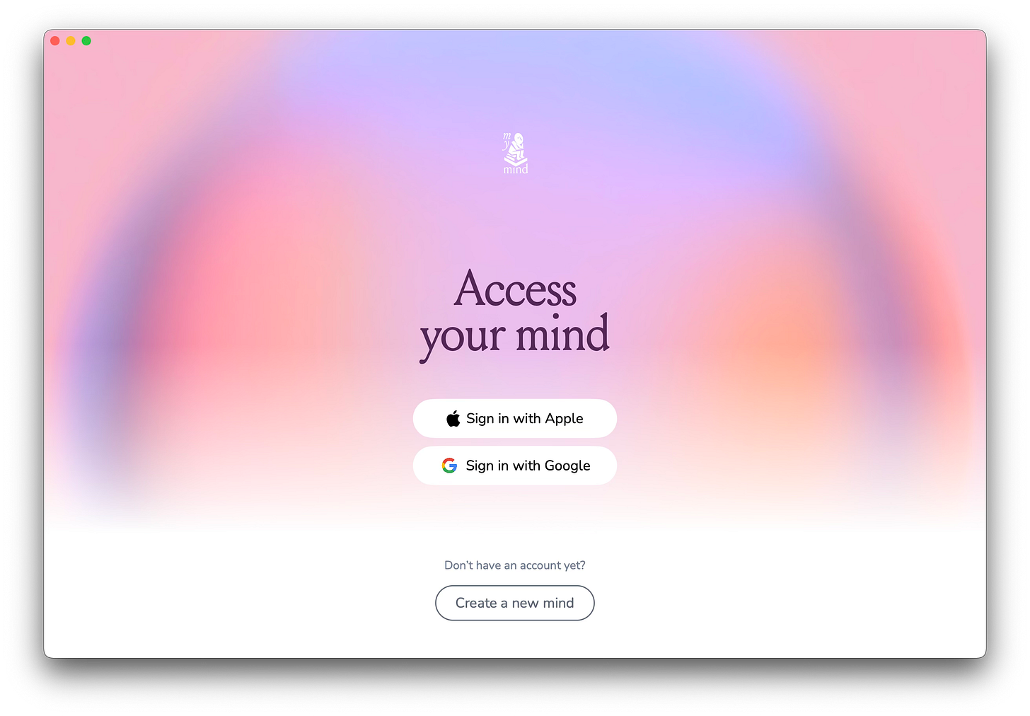mymind Welcome Screen