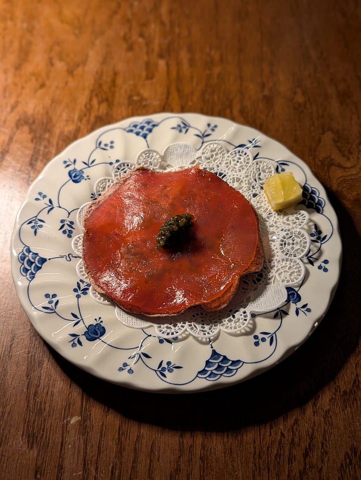 Fine dining food at Tatemo, Houston