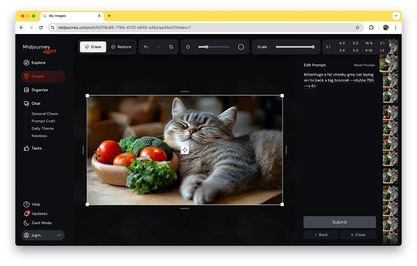 Midjourney AI website. image editor example on the website Midjourney AI website. image editor example on the website