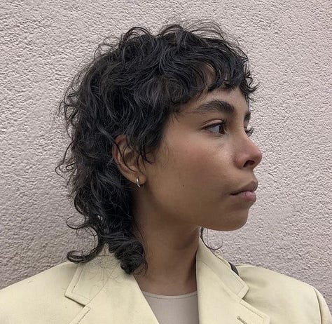 Modern curly mullet, 90s Winona Ryder and modern floppy haircuts.