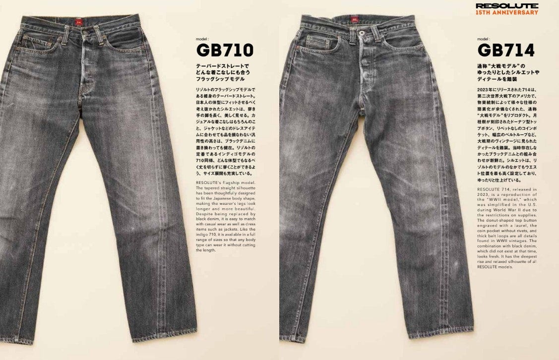 RESOLUTE】GB714 Ghost Black 15th Anniversary 40s Straight Jeans – Blue Beach  Denim