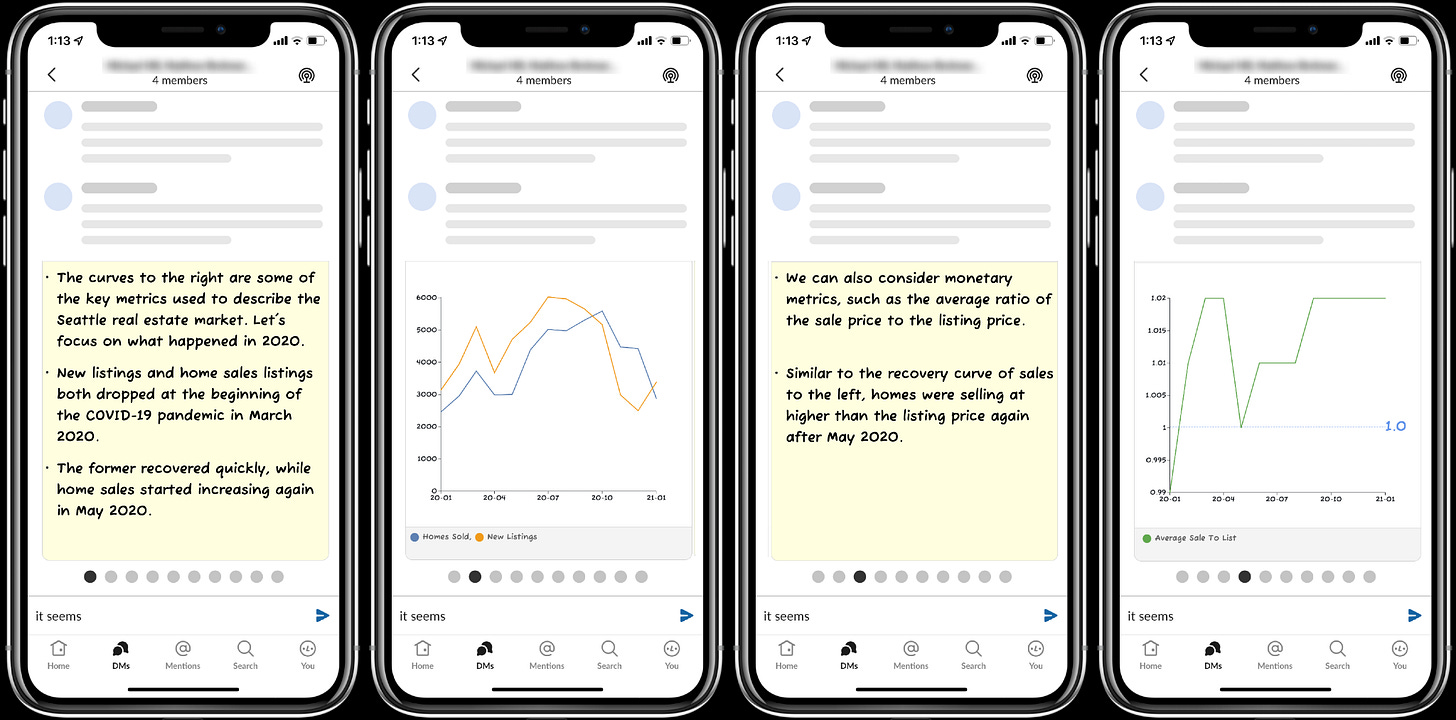 remixtape-mobile.png one potential future consumption experience for interactive RemixTape narratives could be a swipe-able sequence of cards embedded into a communication / collaboration platform like Slack or Teams