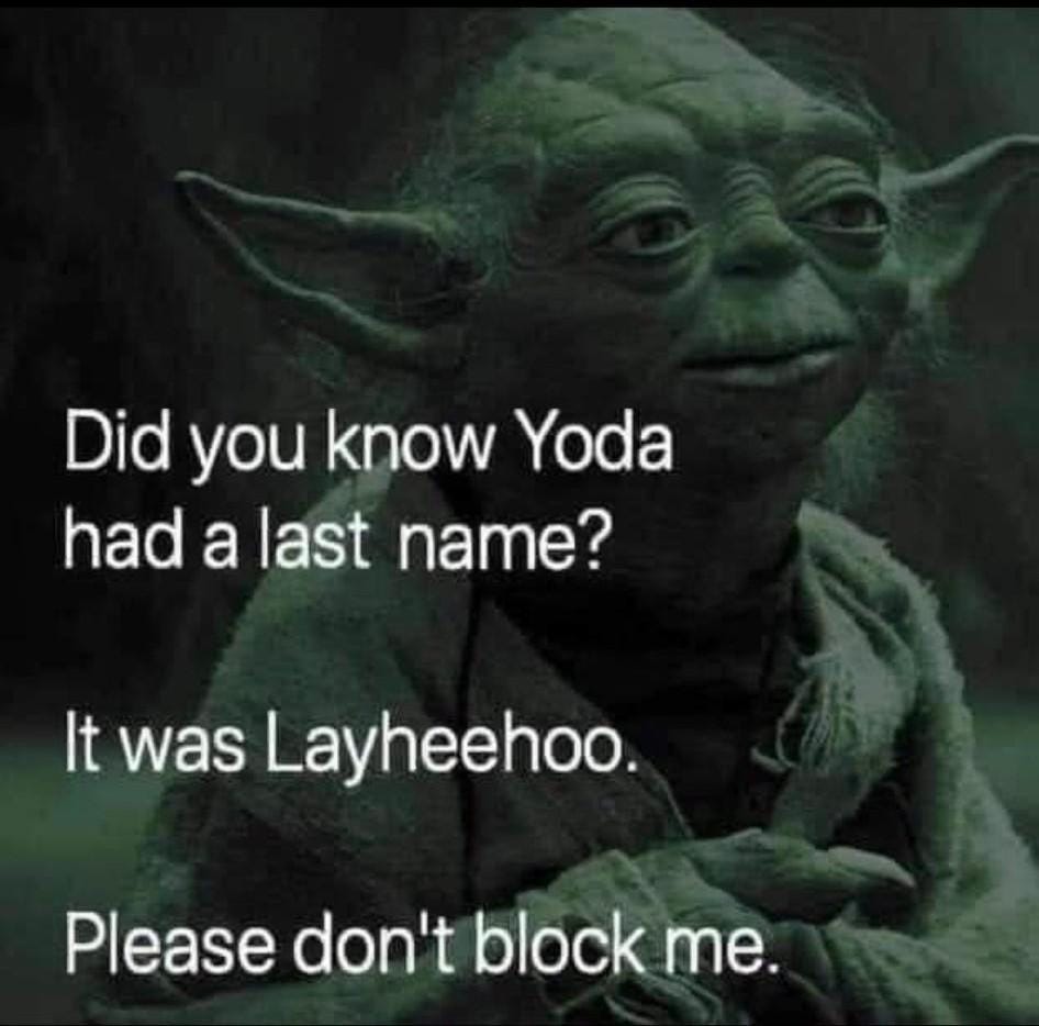 Yoda's last name... (Found on twitter) : r/starwarsmemes