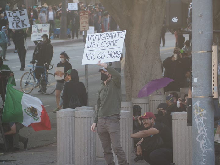 LAPD clashes with protesters near Los Angeles City Hall.