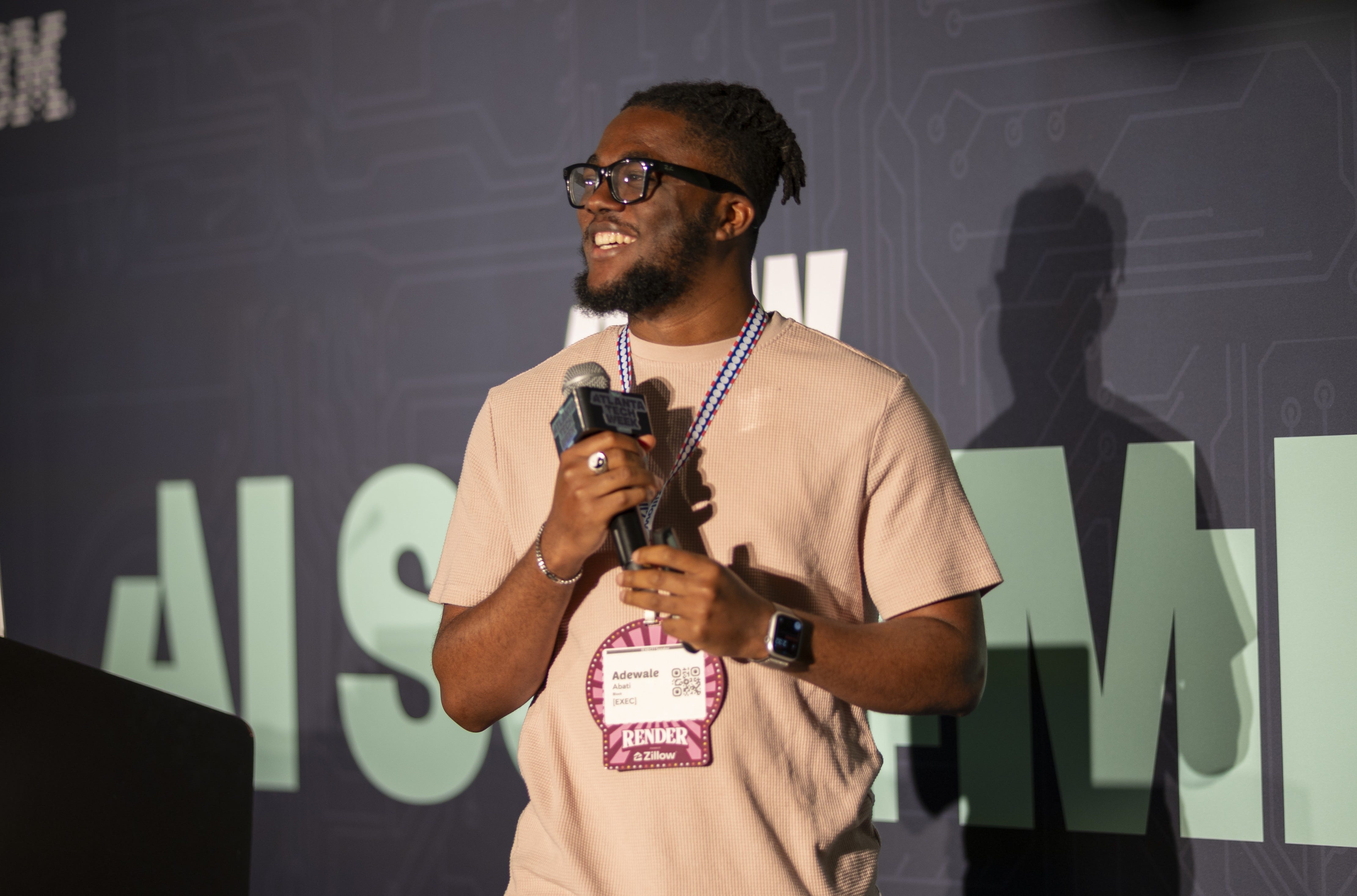 Ace speaking at an AI summit