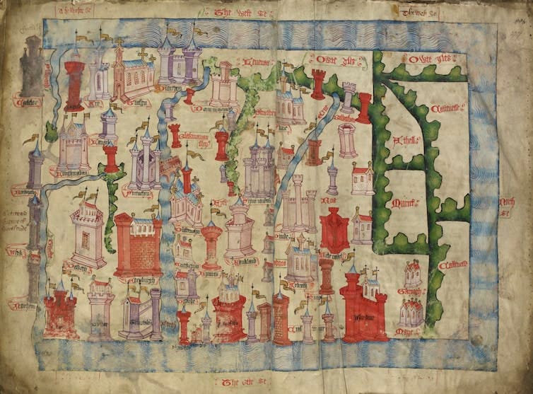 A hand-drawn map of Scotland showing its castles A hand-drawn map of Scotland showing its castles