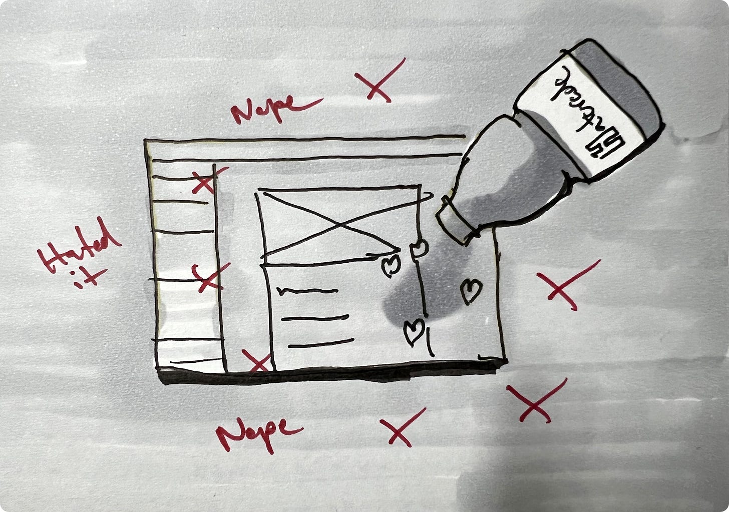Drawing of a bottle of Hatorade being poured on your product