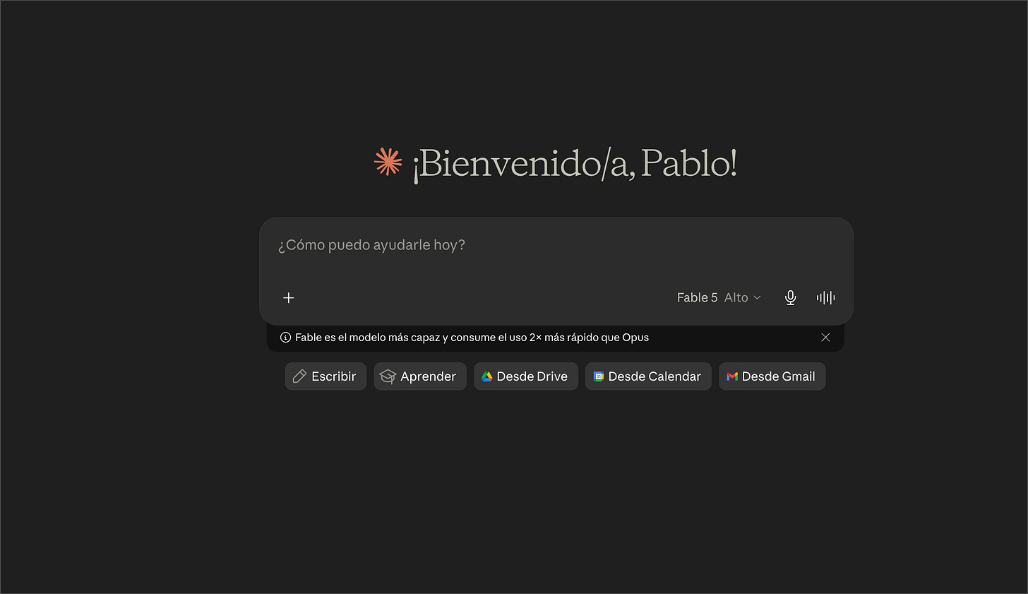 Interfaz de uso de Claude. 