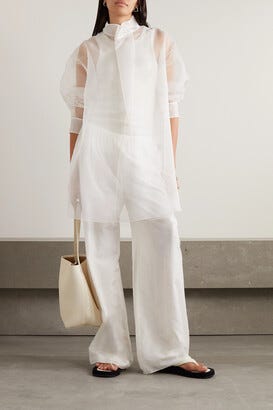 The Row Talia Oversized Silk-organza Shirt - Ivory