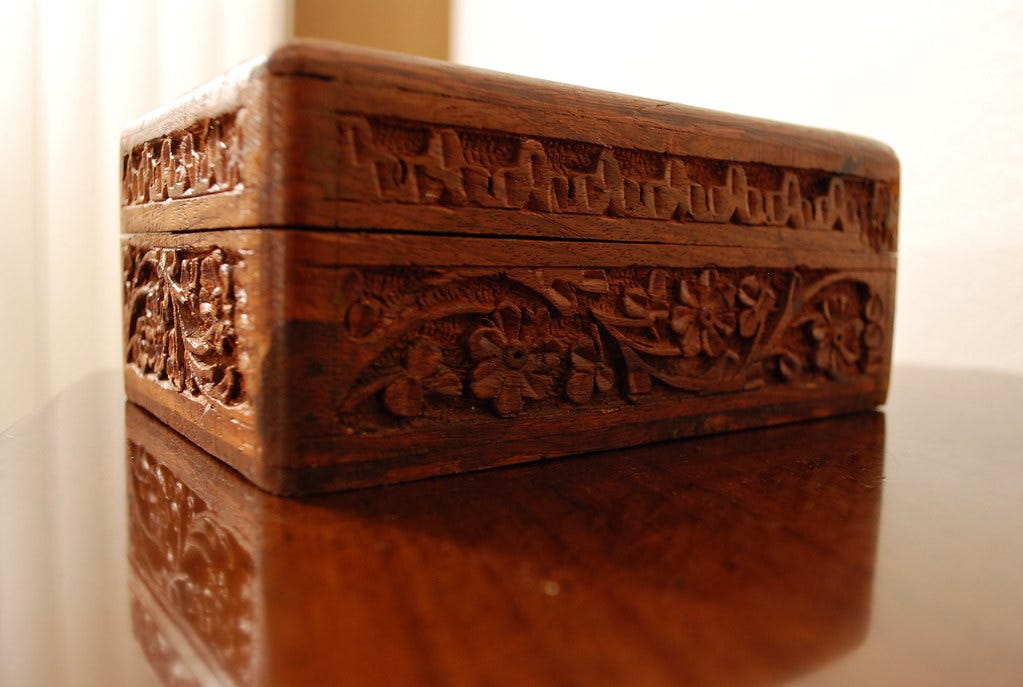Picture of a wooden box sourced from Ricardo on Flickr