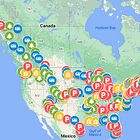 Map: Every overnight spot we’ve stayed in our van