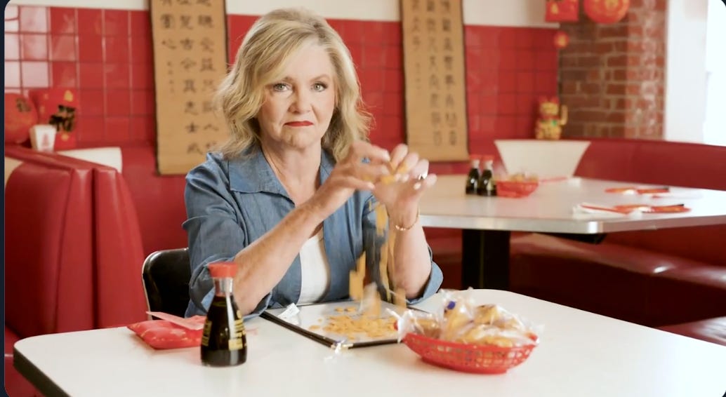 Confederate Nana Marsha Blackburn Plays With Her Food, Racistly