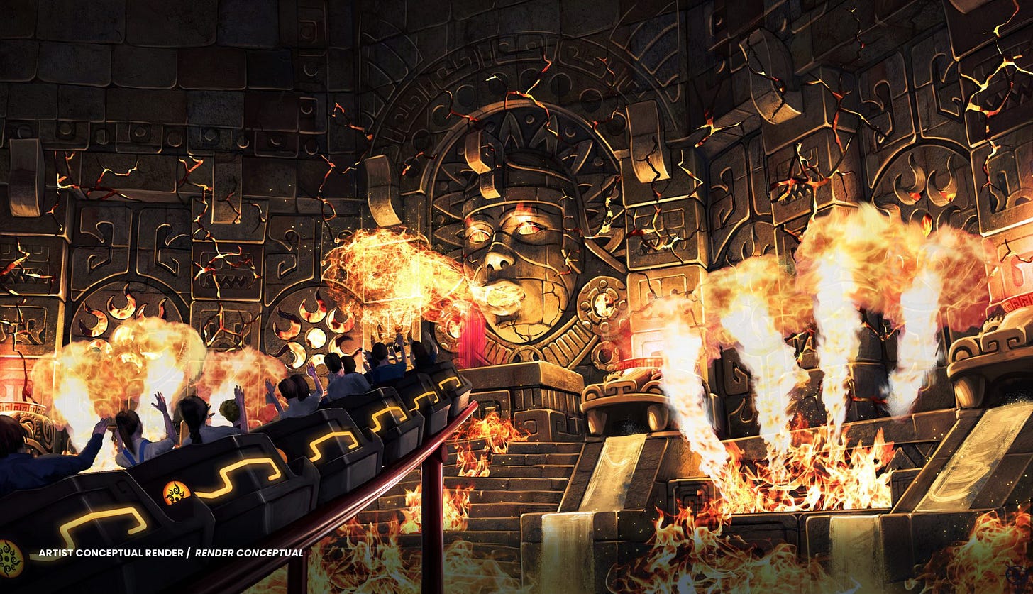 Rendering of Ashara Goddess of Fire coaster at BON Luxury Theme Park