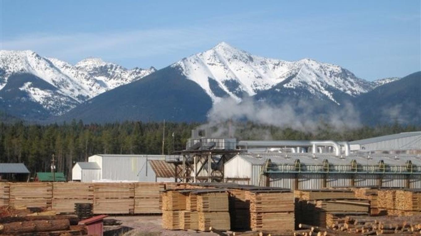 Pyramid Mountain Lumber mill with namesake in background – Ron Cox Pyramid Mountain Lumber mill with namesake in background – Ron Cox