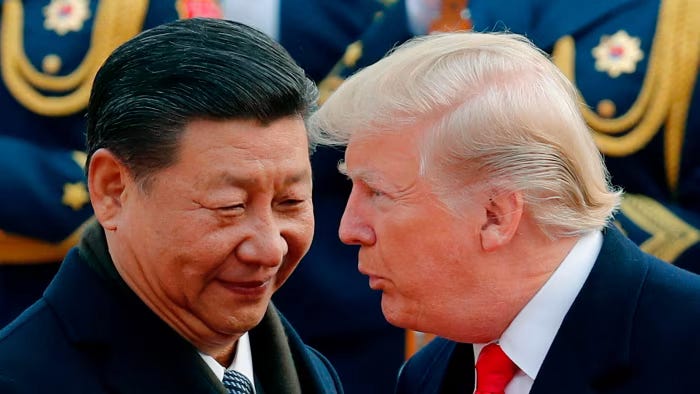President Donald Trump, right, with Chinese leader Xi Jinping in Beijing in 2017 President Donald Trump, right, with Chinese leader Xi Jinping in Beijing in 2017