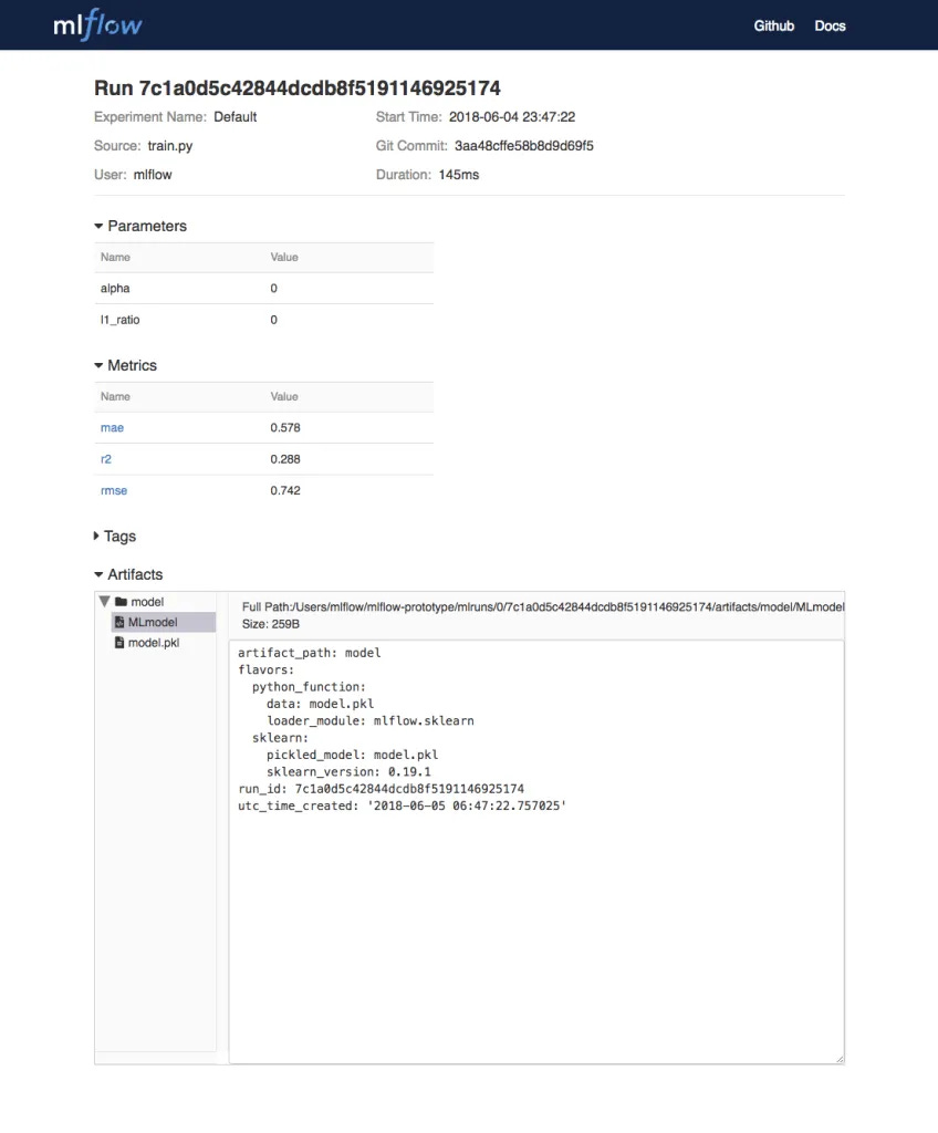 The MLflow UI