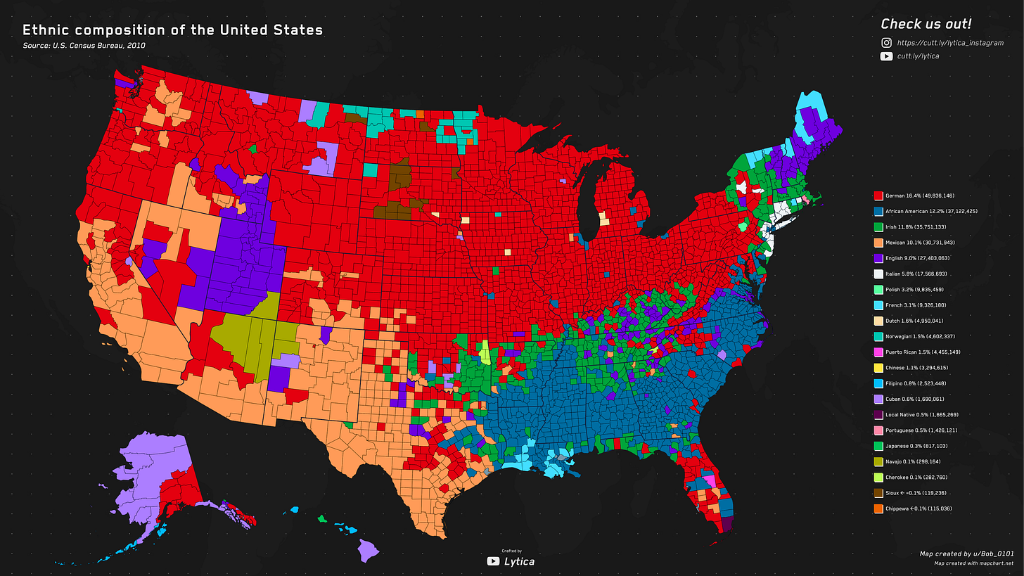 r/MapPorn - Ethnic Map of USA
