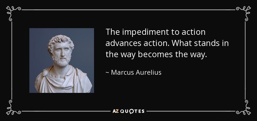 Marcus Aurelius quote: The impediment to action advances action. What  stands in the...
