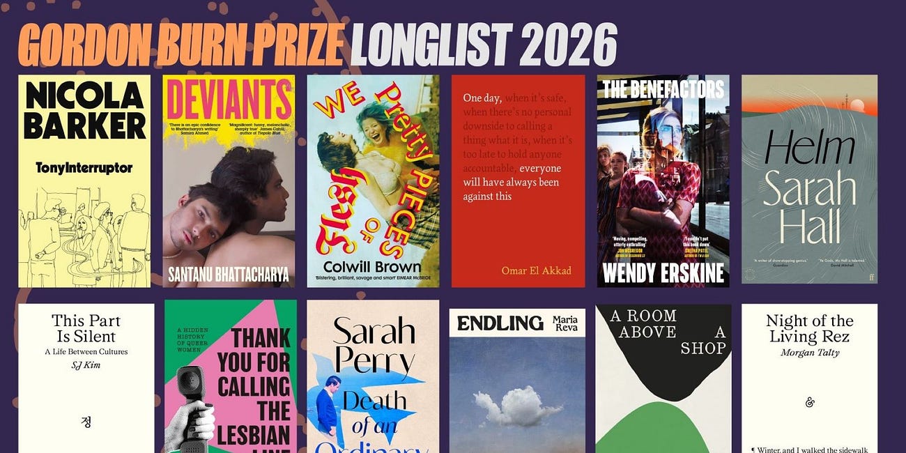Which books made the Gordon Burn Prize 2026 longlist?