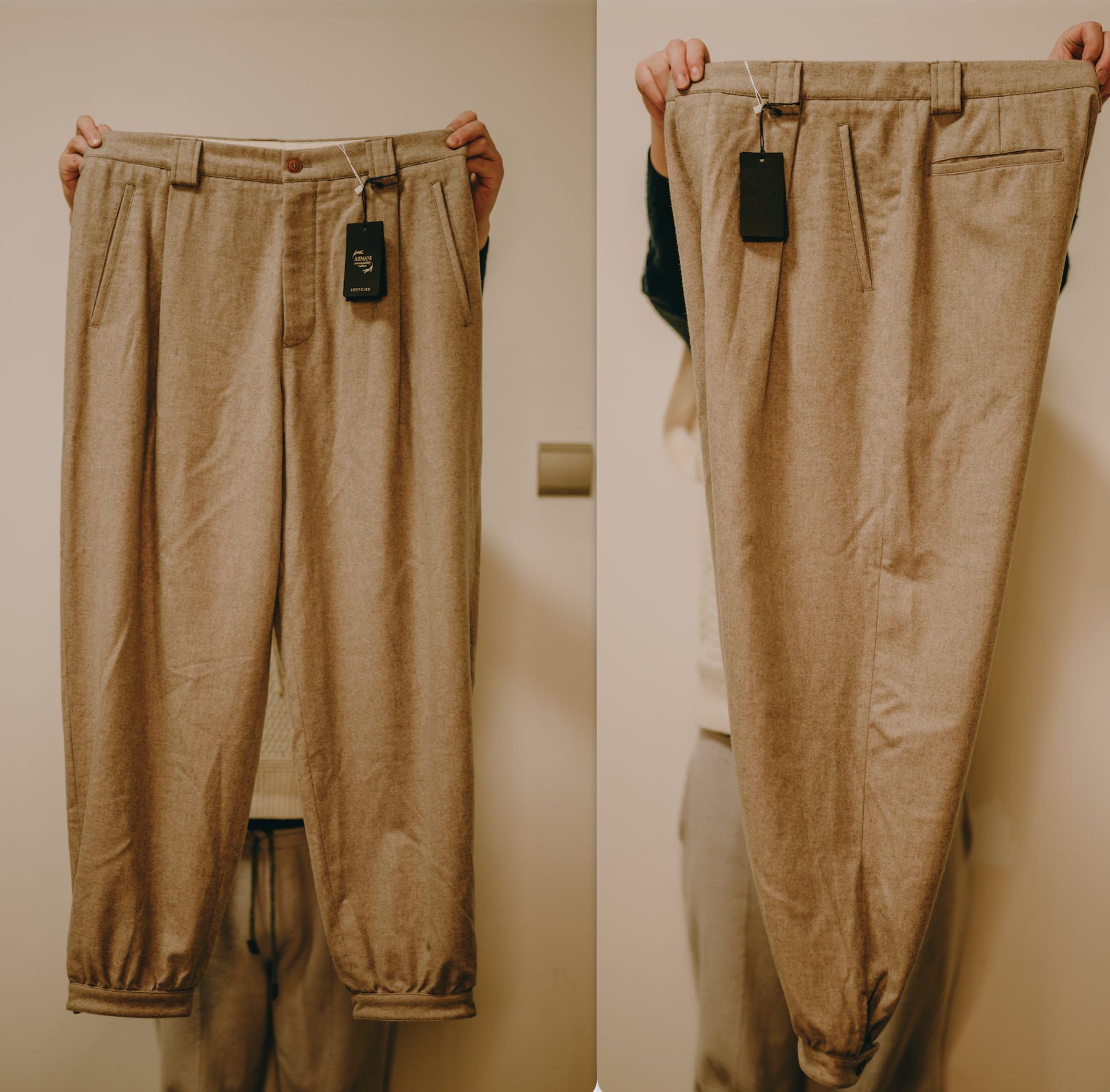 Giorgio Armani Style Cashmere Wide-Leg Trousers : Fluid Tailoring