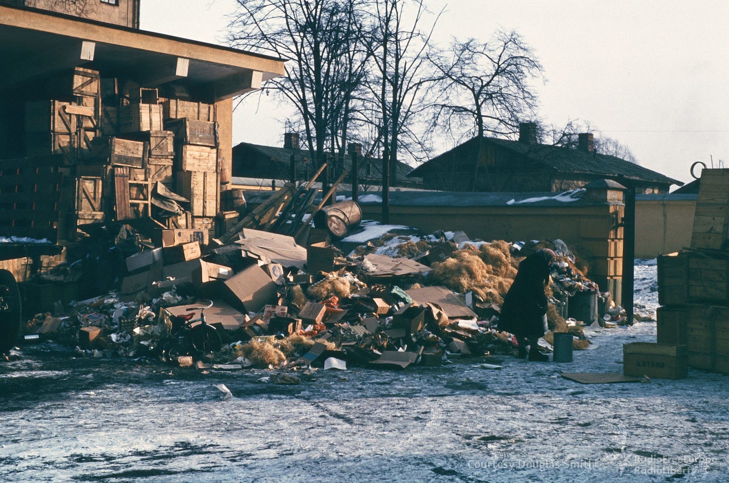 A candid, stark reality of 1950s Soviet life: trash piled up at an undisclosed location. A candid, stark reality of 1950s Soviet life: trash piled up at an undisclosed location.