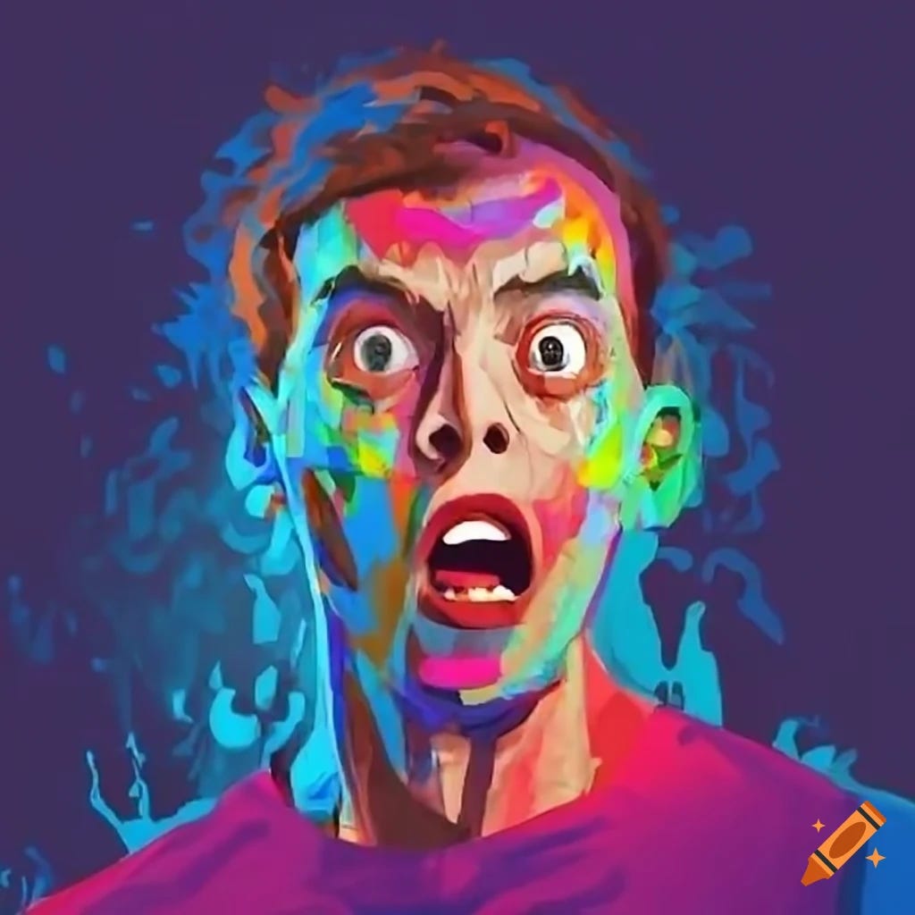 Shocked man's face. Drawing by Craiyon